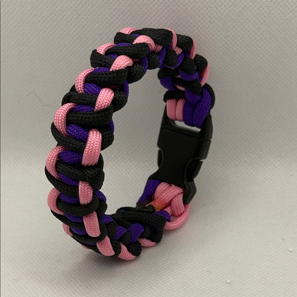 Handmade Pink, Purple, and Black Paracord Dog Collar
